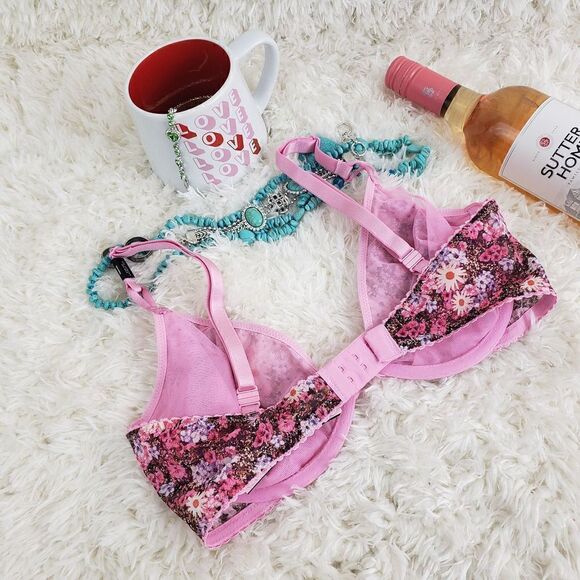 Victoria's Secret 34D Multicolor Floral lace mesh  Demi Sexy Bra - Picture 4 of 6